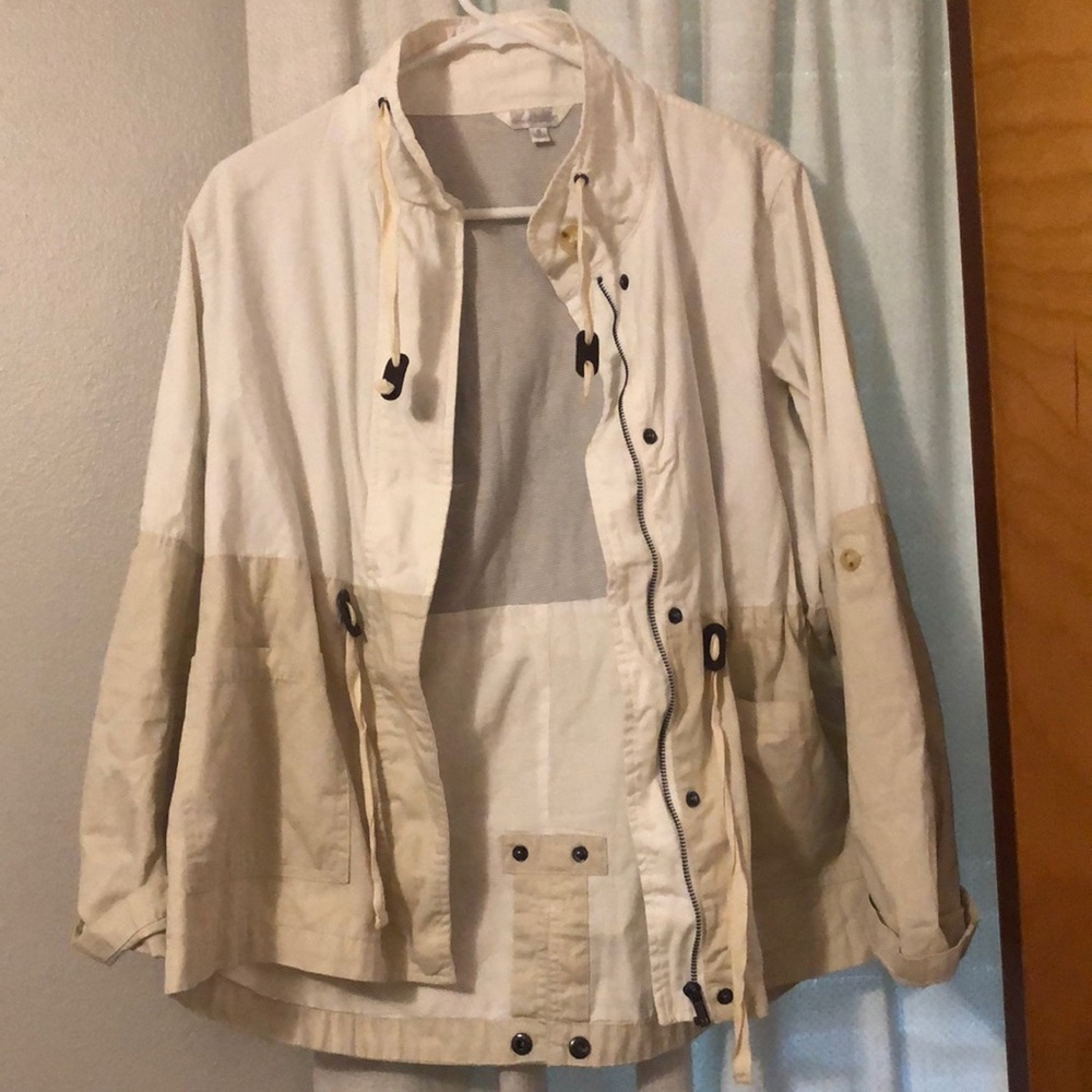 cream and tan jacket